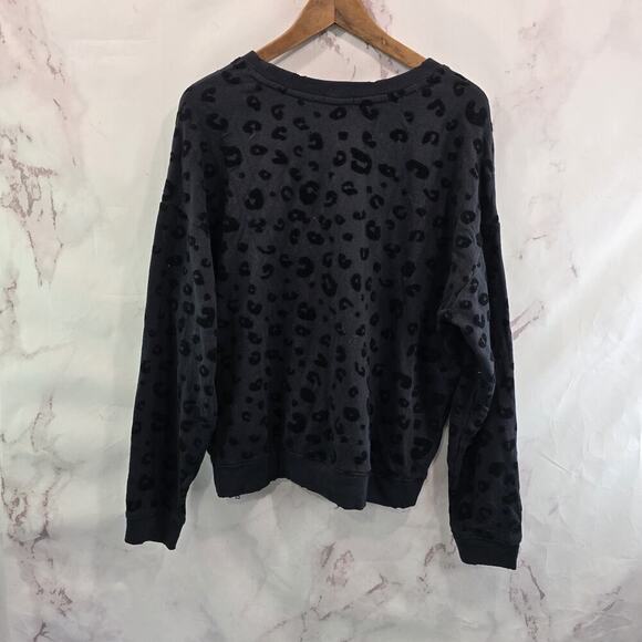 Rails Sweatshirt Women Large Black Leopard Cheetah Velvet Pullover Marlo Flocked - Picture 5 of 12
